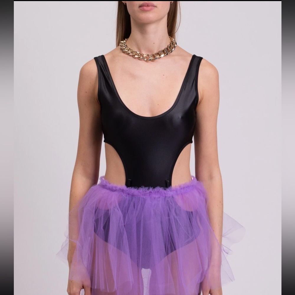 VERSACE JEANS COUTURE Bodysuit IT40 US4 UK8 S Black Cut Out Sleeveless RRP $320 - Picture 3 of 7